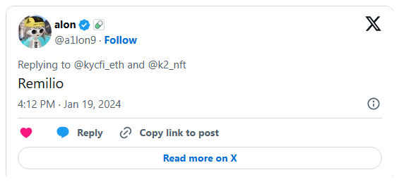 alon tweeted remilio